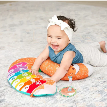 Infantino 3-en-1 Tummy Time Piano – Coussin Bébé Avec +20 Mélodies & Miroir – Éveil Et Motricité Dès La Naissance