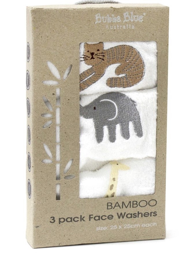 Bubba Blue Bamboo Jungle 3pack Face Washers Towels & Face Washers