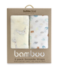 Bubba Blue Sleepy Safari Bamboo 2pk Swaddle Wraps (Muslin & AIR+) Vanilla