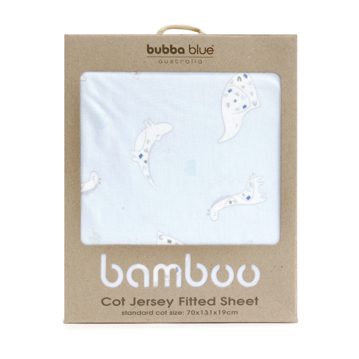 Bubba Blue Sleepy Safari Bamboo Jersey Cot Fitted Sheet Sky