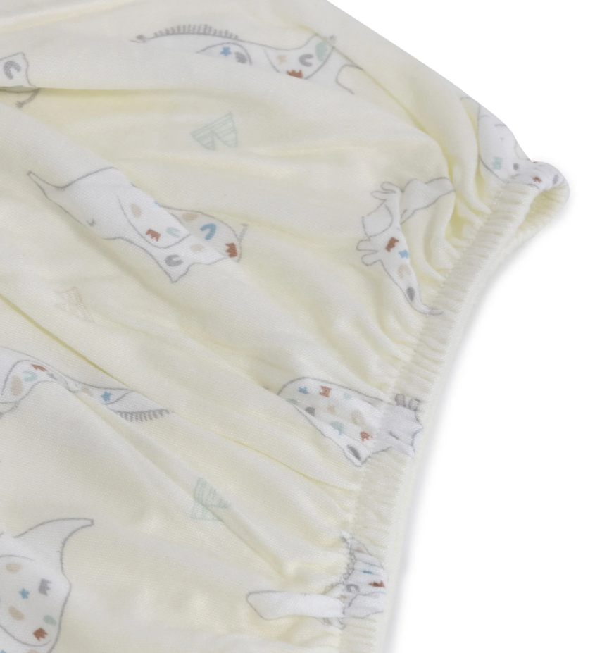 Bubba Blue Sleepy Safari Bamboo Jersey Cot Fitted Sheet Vanilla