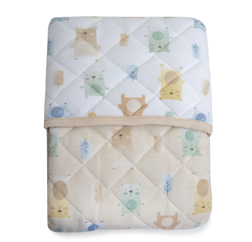 Bubba Blue Woodland Bear Reversible Cot Comforter Blankets Baby Factory