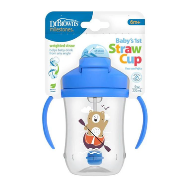 Shop Dr Browns Baby's First Straw Cup With Handles 270ml Blue