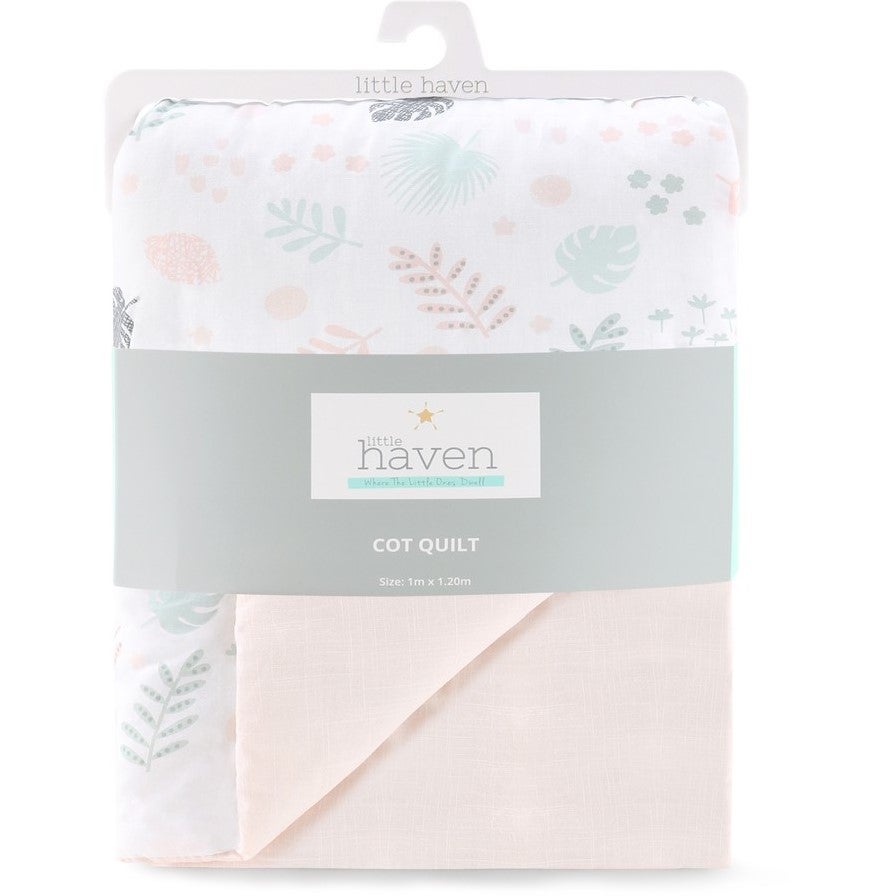 Little Haven Cot Quilt Botanical Leaf Cot Quilts & Quilt Sets Baby