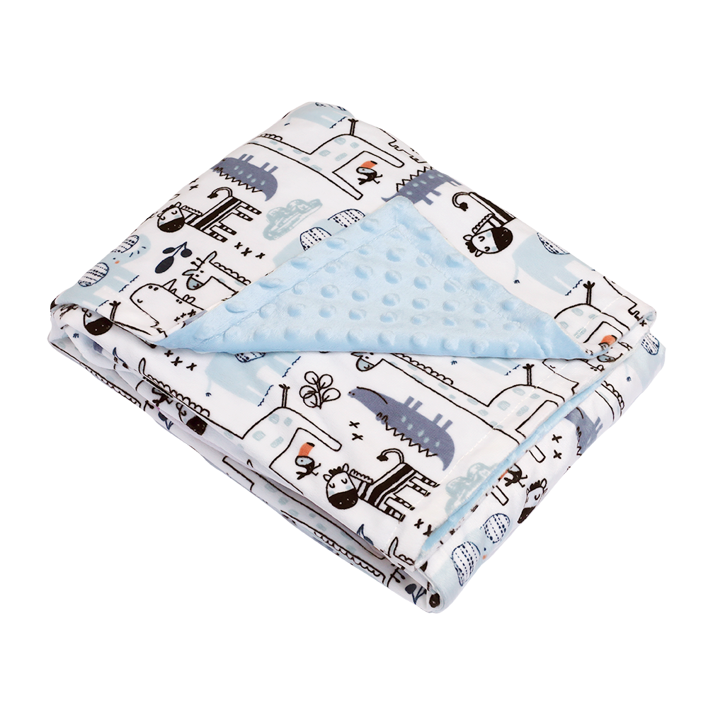 Little Haven Velour Reversible Baby Blanket Blue Safari Blankets Baby Factory