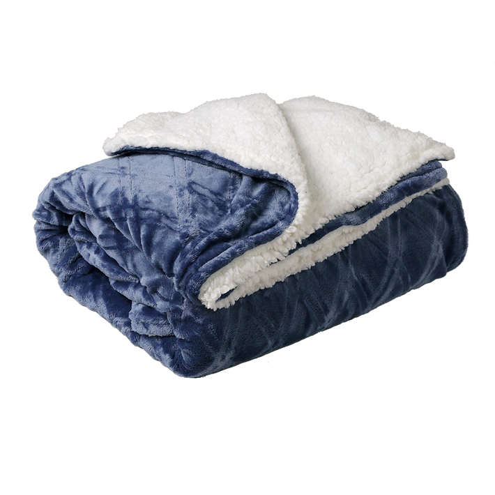 Lullaby Dreams Embossed Flannel with Sherpa Back Blanket Blue Blankets Baby Factory