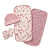 Lullaby Dreams Hat, Mittens, Burp Cloth 4-Piece Set Pink