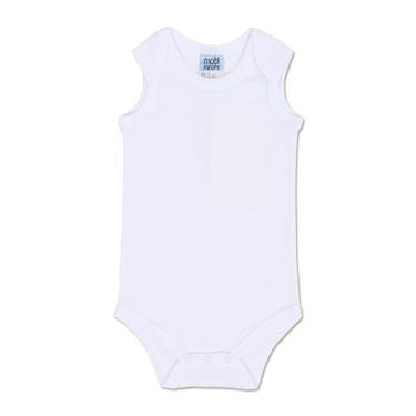 Mobi Minors Edlp Rib S/less Bodysuit White
