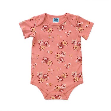 Mobi Minors Edlp Ss Bodysuit Pink Floral
