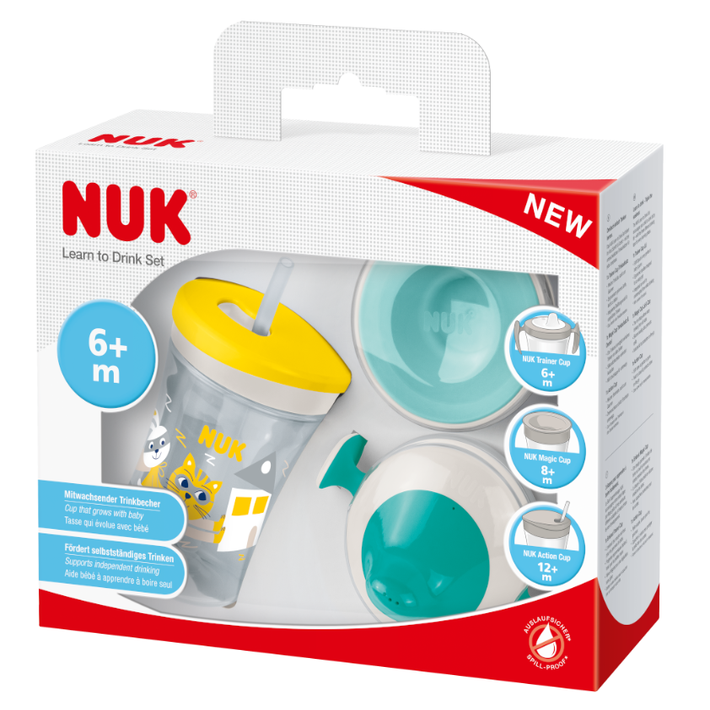 NUK Evolution Cup - Learn to Drink Set 230ml Neutral, Sipper, Straw &  Tumbler Cups