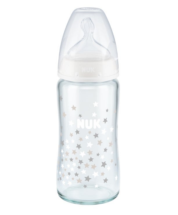 NUK First Choice+ Glass Baby Bottle with Temperature Control 240ml
