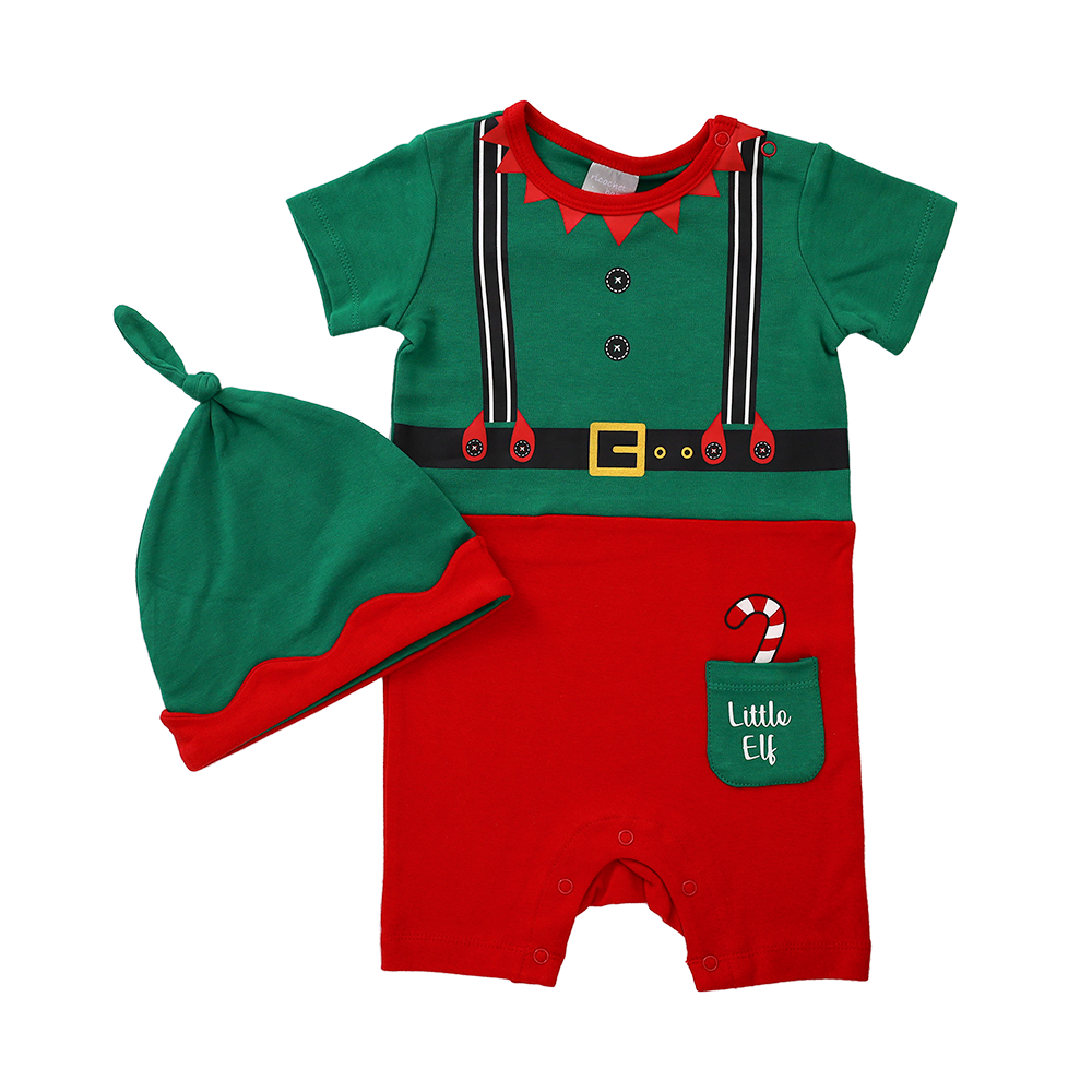 Ricochet Baby Elf Romper with Hat Christmas Clothing Baby Factory