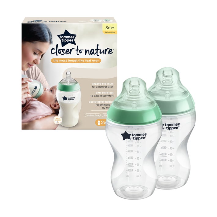 Tommee Tippee Closer to Nature Baby Bottle 340ml with Medium Flow  Anti-Colic Tea, Baby Bottles