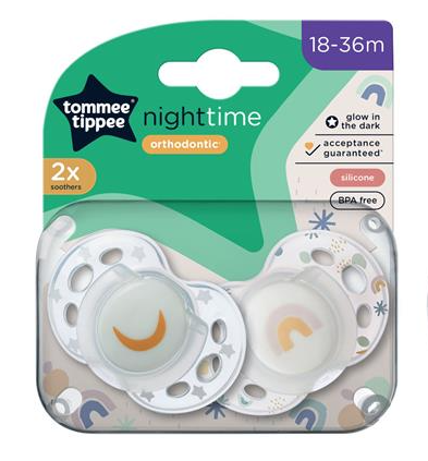 Tommee Tippee Night Time Soother 1836m 2Pack Assorted Colours