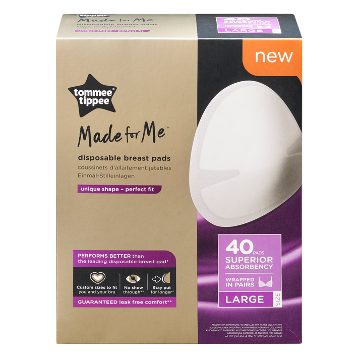 Tommee Tippee Made For Me Disposable Breast Pads 40-Pack Large, Breast Pads,  Breast Shells & Nipple Shields