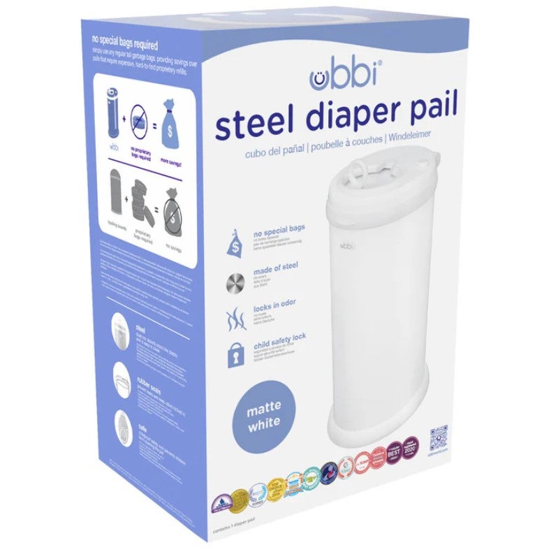 Ubbi Nappy Pail Matte White Accessories Baby Factory