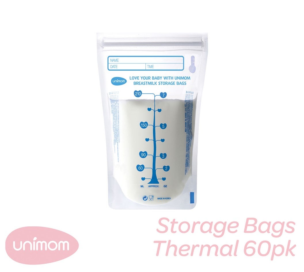 Unimom Thermal Sensor Breastmilk Storage Bags 210ml 60Pack Storage